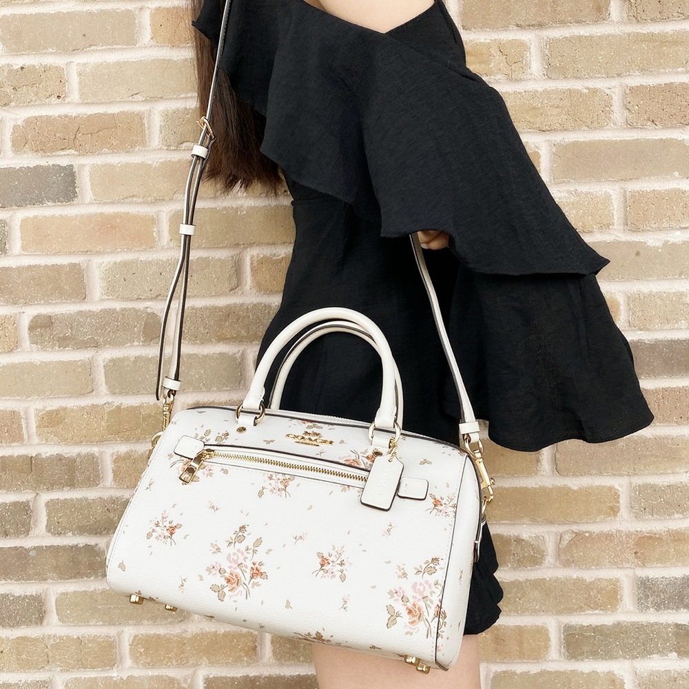 Coach duffle satchel bag white floral crossbody - Picture 3 of 8